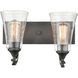 Natalie 2 Light 14.5 inch Matte Black Vanity Light Wall Light
